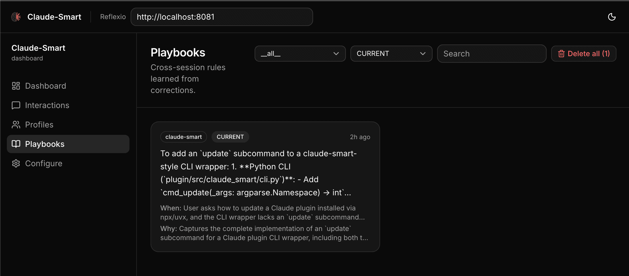 Playbooks page